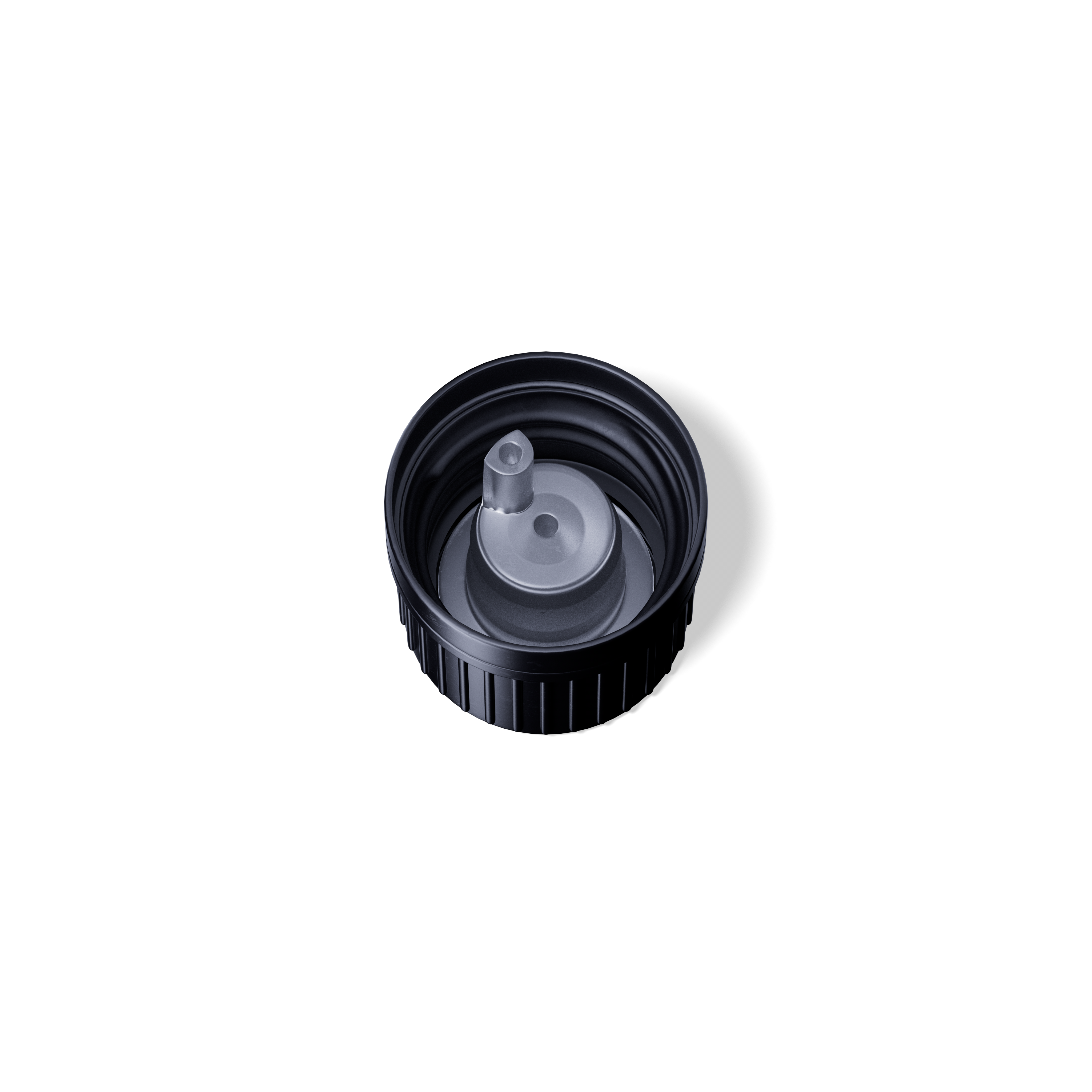 Screw 1.6mm dropper natural PEHD, (Orion) II, evident tamper black DIN18, matte, vertical cap